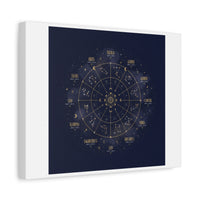 Gold Zodiac Wheel Canvas | Astrology Constellation Art, Cosmic Wall Print