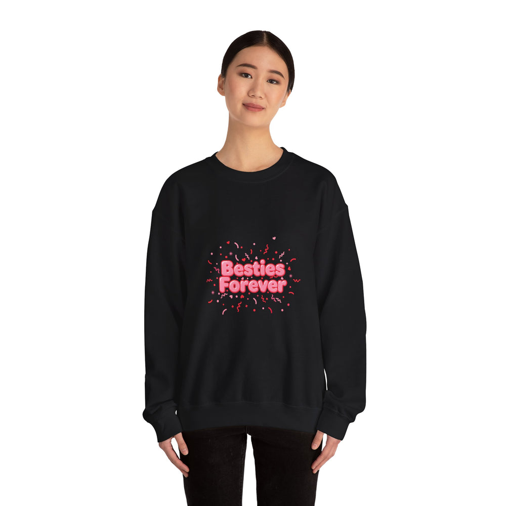 Besties Forever Sweatshirt | Galentine's Friendship Crewneck, Pink Chunky Type