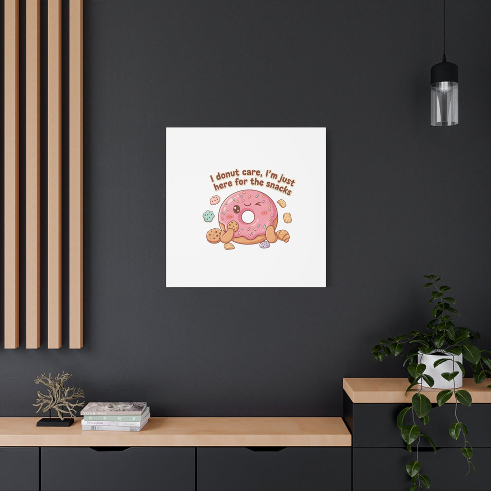 Donut Snacks Pun Canvas | Food & Snack Humor, Cozy Kawaii Art