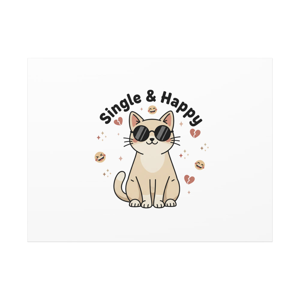 Single & Happy Cat Canvas | Anti Valentine, Sarcastic Valentine Wall Art