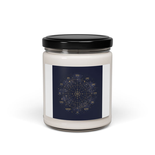 Zodiac Constellation Wheel Candle, Soy Jar Candle | Astrological Cosmic Decor