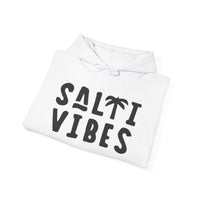 Gildan 18500 | Unisex "Salti Vibes" Palm Tree Graphic Hoodie – Tropical Coastal Fleece – Premium Soft Beachwear Pullover