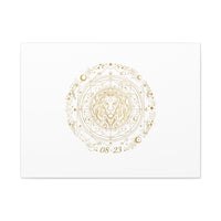 Gold Leo Zodiac Canvas, Astrological Constellation Art | Metallic Lion Wall Art