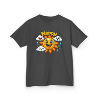 Gildan 5000B | Kids' Happy Sun & Smiling Clouds Graphic Tee – Vibrant Summer Mood T-Shirt