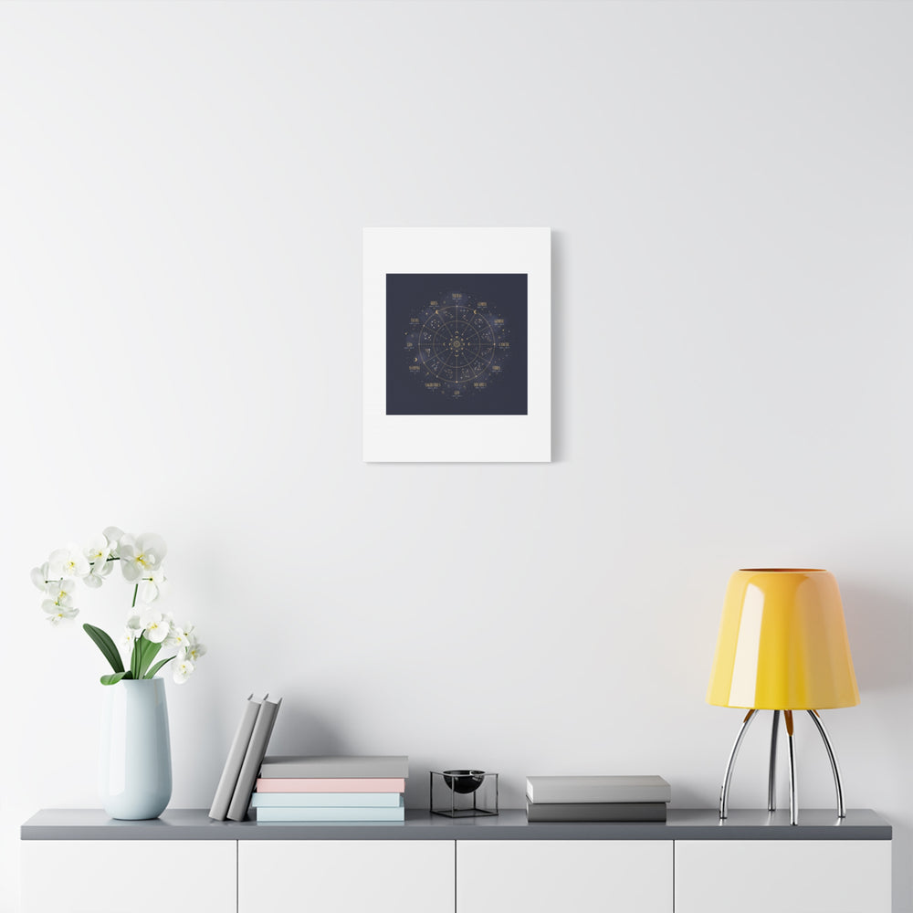 Gold Zodiac Wheel Canvas | Astrology Constellation Art, Cosmic Wall Print