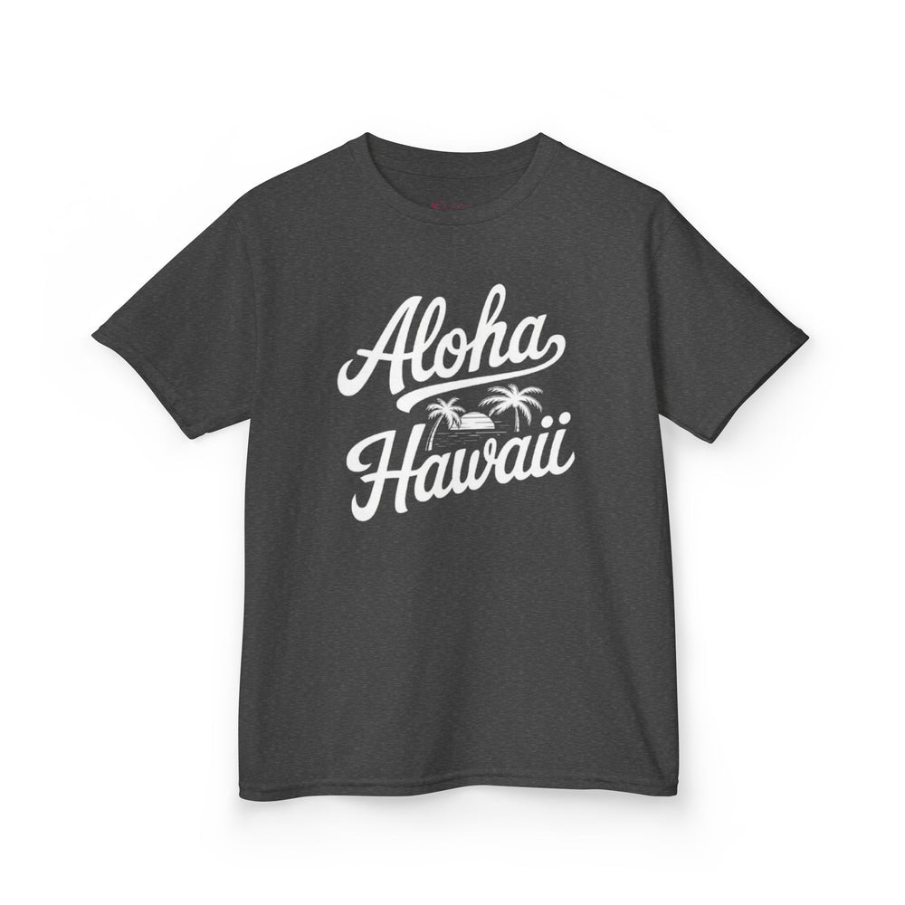 Gildan 5000B | Kids’ Tropical Vibes "Aloha Hawaii" Graphic Tee – Soft Cotton Summer T-Shirt