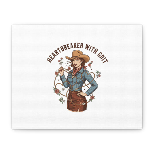 Heartbreaker With Grit Canvas | Western Valentine Cowgirl Art