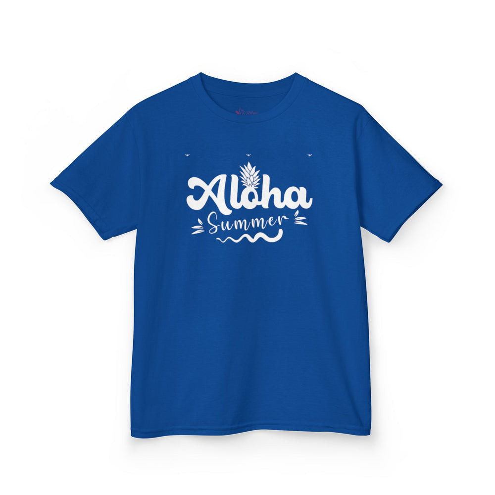 Gildan 5000B | Kids' "Aloha Summer" Graphic Tee – Soft Cotton Beach & Vacation T-Shirt