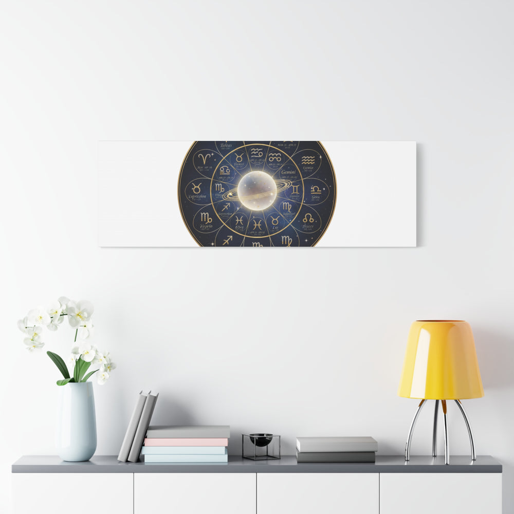 Zodiac Constellation Wheel Canvas, Astrology Art Print | Gold Foil Galaxy