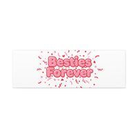 Besties Forever Canvas | Galentine’s Friendship Wall Art, Pink Confetti