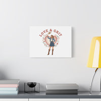 Love & Grit Canvas, Western Valentine Cowgirl Heart Poster | Cowboy Valentine