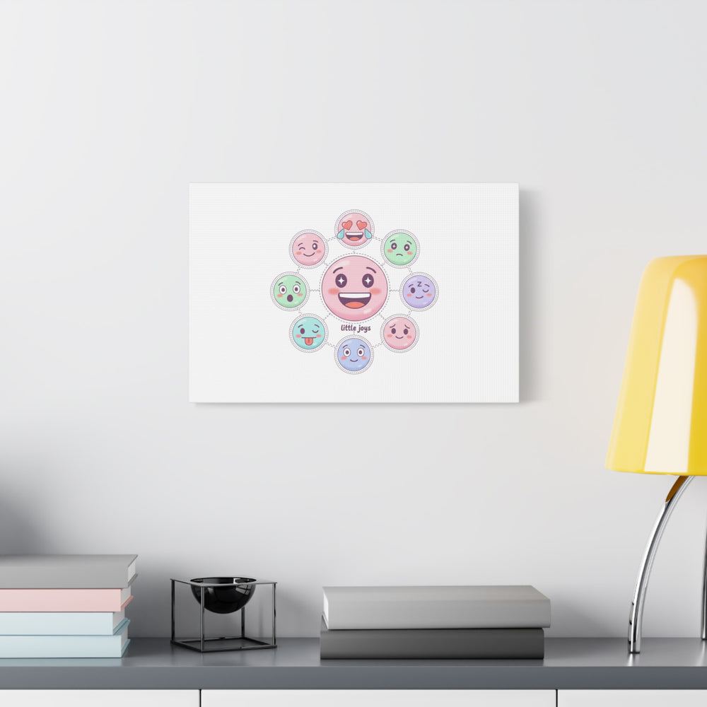 Hand-Drawn Emoticon Sticker Pattern Canvas | Cute Emoji Repeat Print