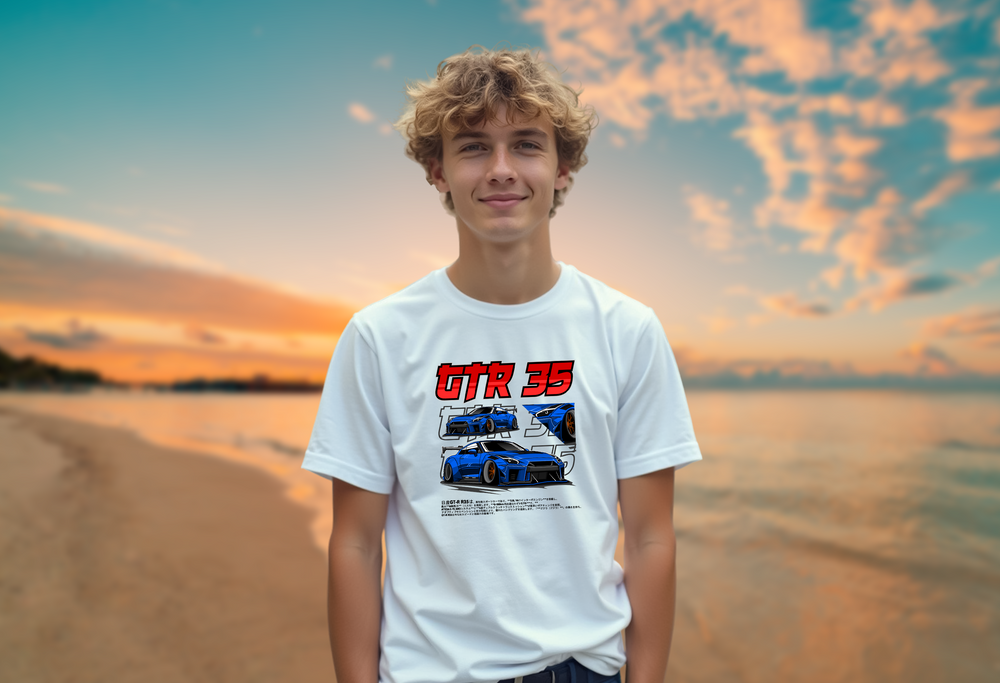 Nissan GTR 35 Men’s T-Shirt – Premium Quality Relaxed Fit Tee in Black, Cardinal, Navy, Red, Royal, White | Sizes Small to 2XL