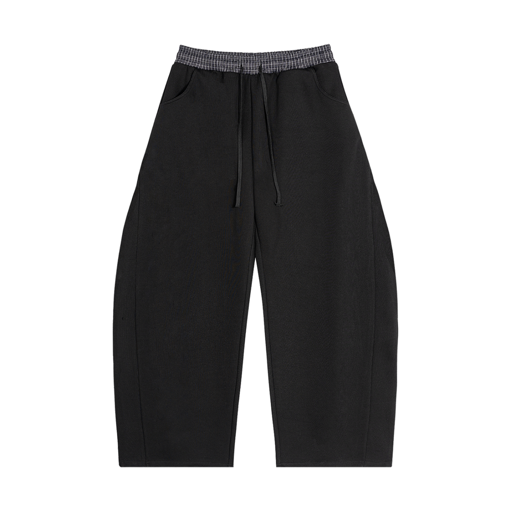 Unisex Plaid Waistband Barrel Sweatpants