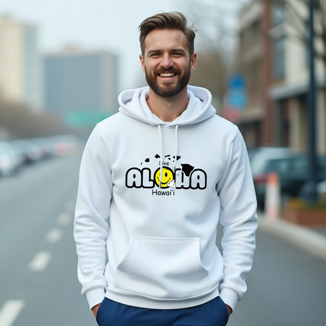 Unisex “Live Aloha Hawaii” Hoodie – Smile & Shaka Design