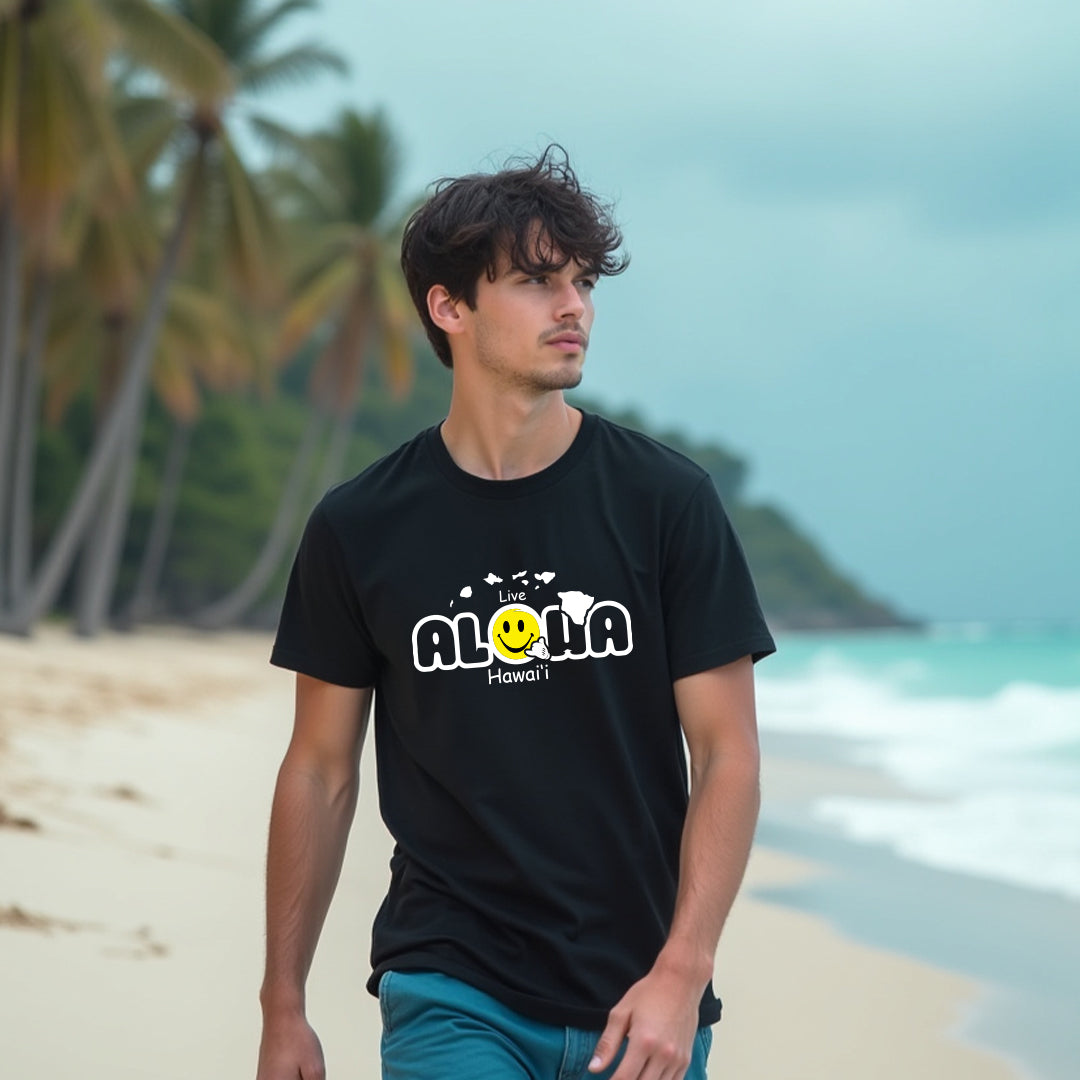 Men's Live Aloha Hawai’i Graphic T-Shirt – Island Vibes Casual Wear