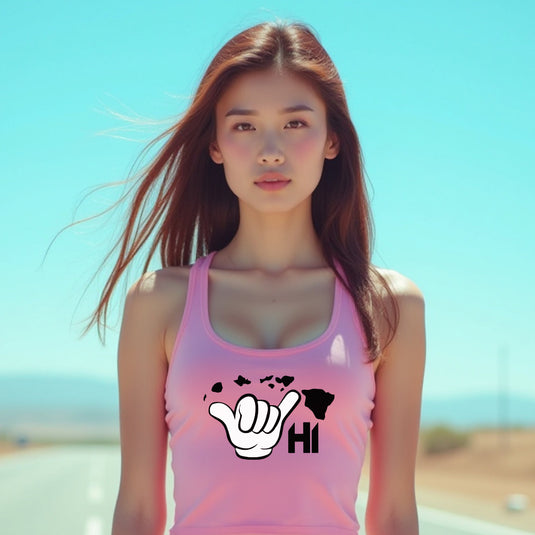 Women's Hawaii Shaka Racerback Tank Top – Live Aloha HI Island Design