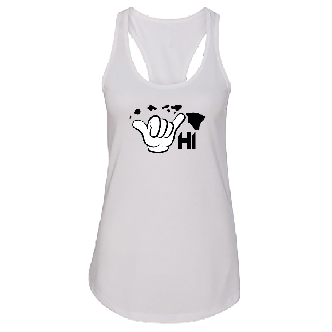 Women's Hawaii Shaka Racerback Tank Top – Live Aloha HI Island Design