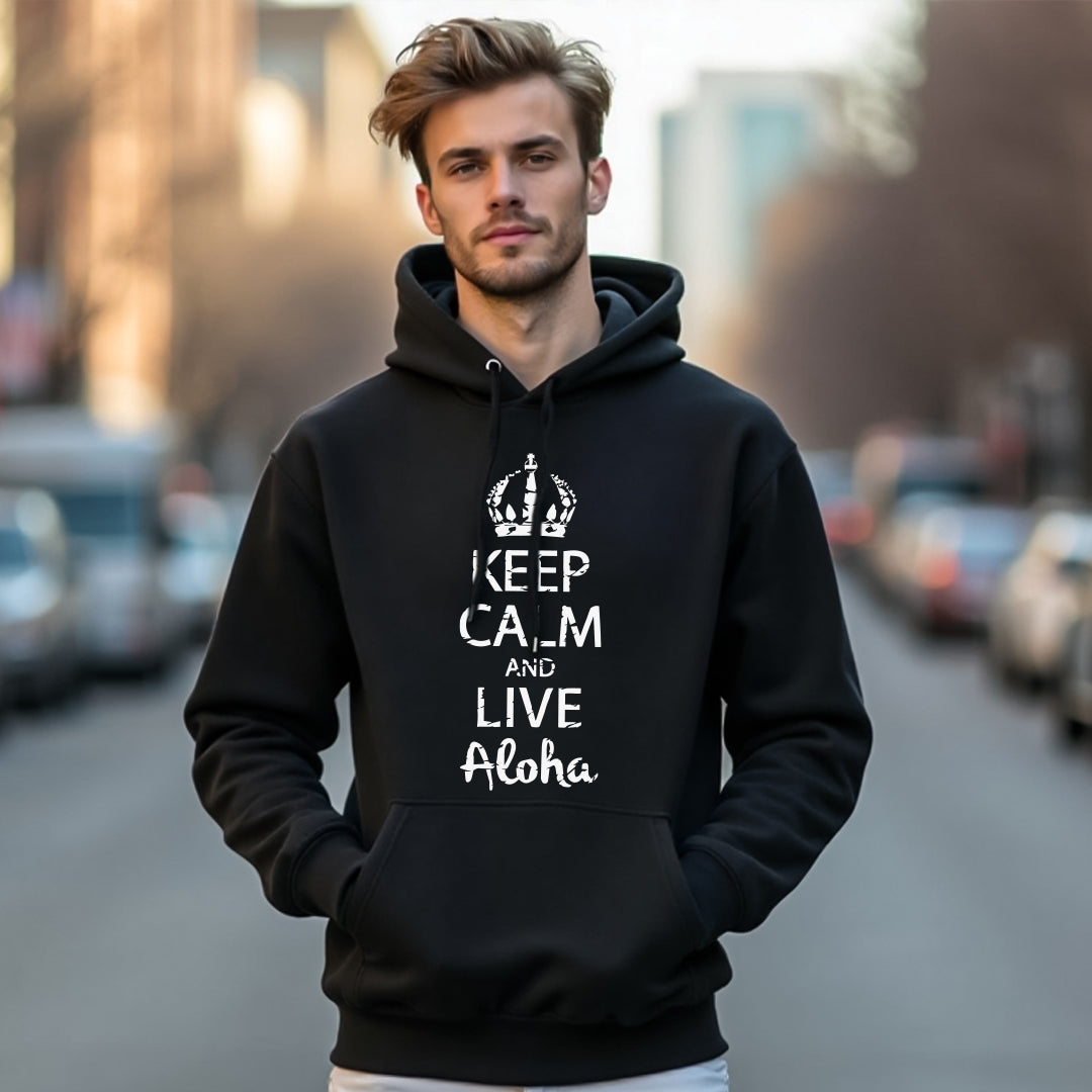 Keep Calm and Live Aloha Unisex Hoodie – Cozy & Stylish Hawaiian-Inspired Sweatshirt
