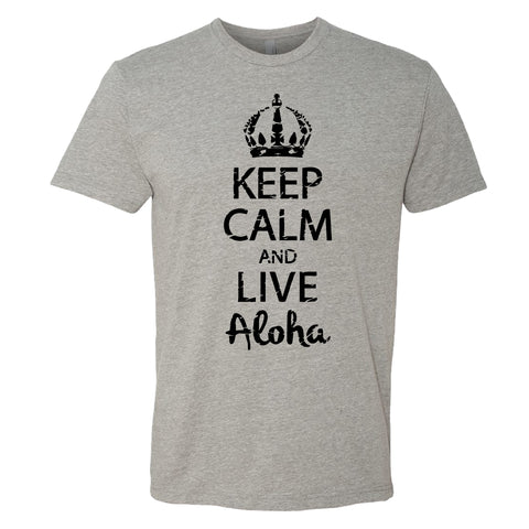 Men’s “Keep Calm and Live Aloha” Graphic T-Shirt – Hawaiian Island Crown Design