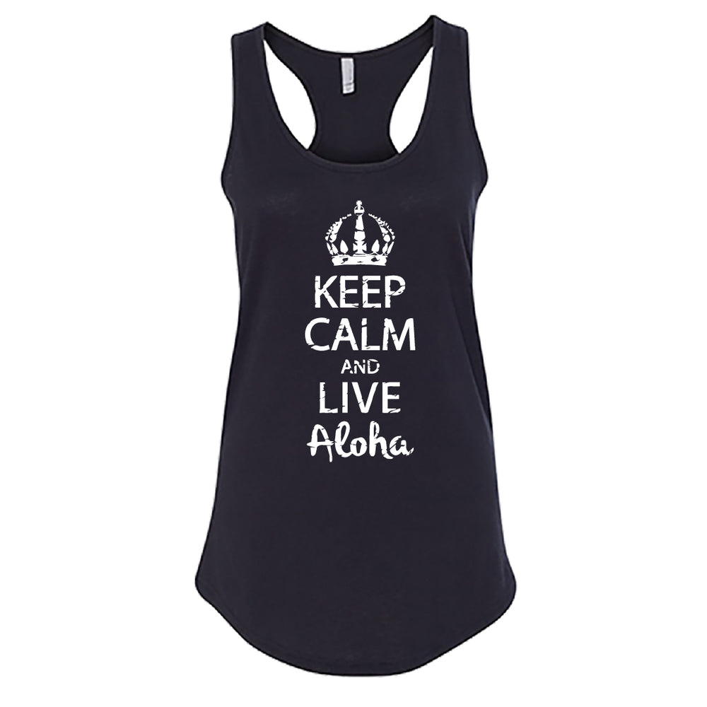 Keep Calm and Live Aloha Women’s Racerback Tank – Soft, Lightweight, and Stylish Hawaii-Inspired Top