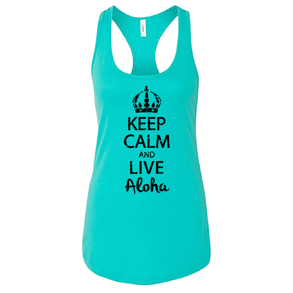 Keep Calm and Live Aloha Women’s Racerback Tank – Soft, Lightweight, and Stylish Hawaii-Inspired Top