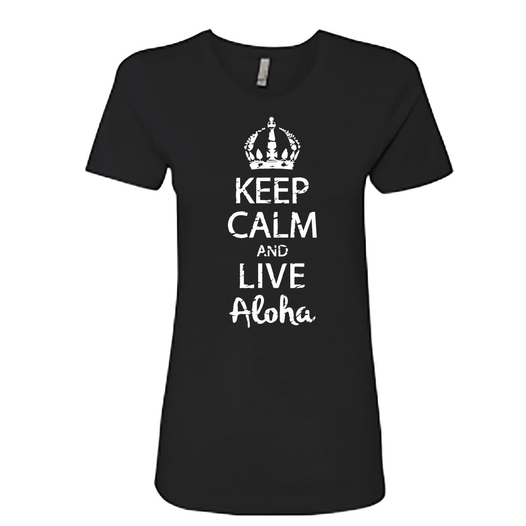 Women’s “Keep Calm and Live Aloha” Graphic T-Shirt – Casual Hawaiian Style Tee