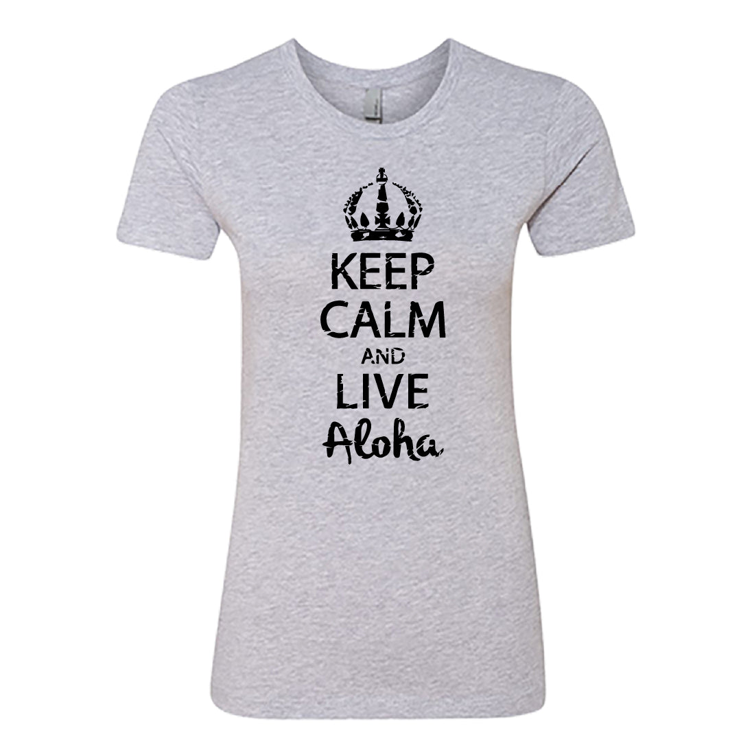 Women’s “Keep Calm and Live Aloha” Graphic T-Shirt – Casual Hawaiian Style Tee