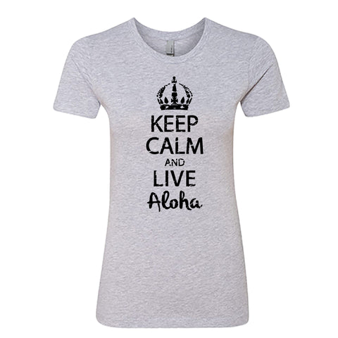 Women’s “Keep Calm and Live Aloha” Graphic T-Shirt – Casual Hawaiian Style Tee