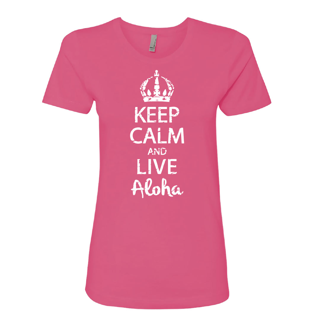 Women’s “Keep Calm and Live Aloha” Graphic T-Shirt – Casual Hawaiian Style Tee
