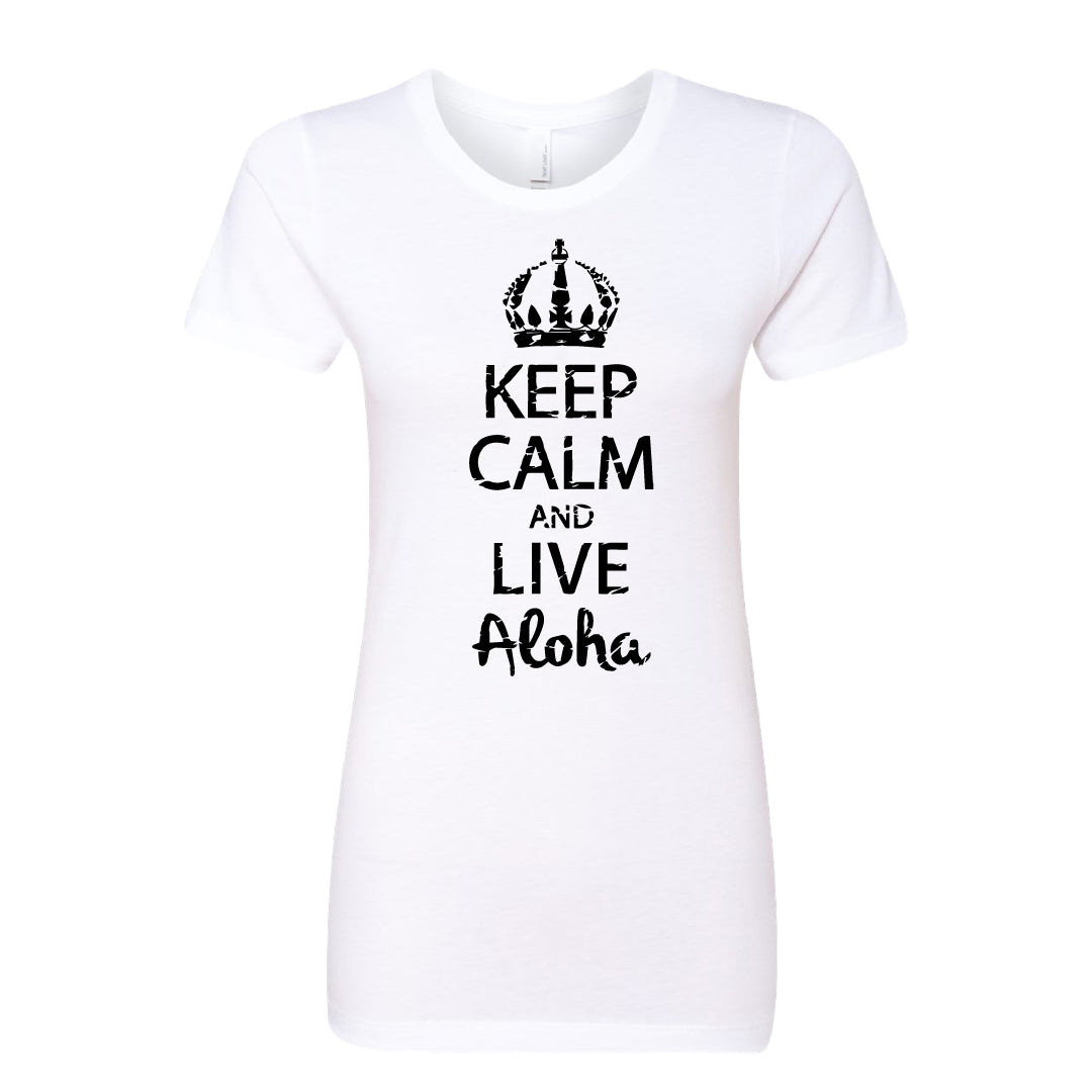 Women’s “Keep Calm and Live Aloha” Graphic T-Shirt – Casual Hawaiian Style Tee