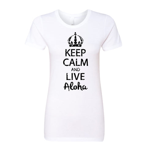 Women’s “Keep Calm and Live Aloha” Graphic T-Shirt – Casual Hawaiian Style Tee