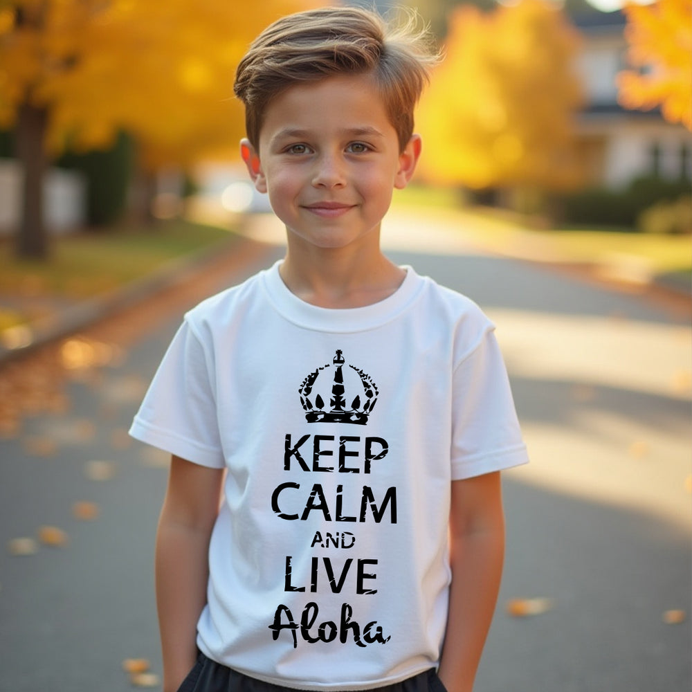 Youth "Keep Calm and Live Aloha" T-Shirt – Hawaiian Inspired Comfort & Style
