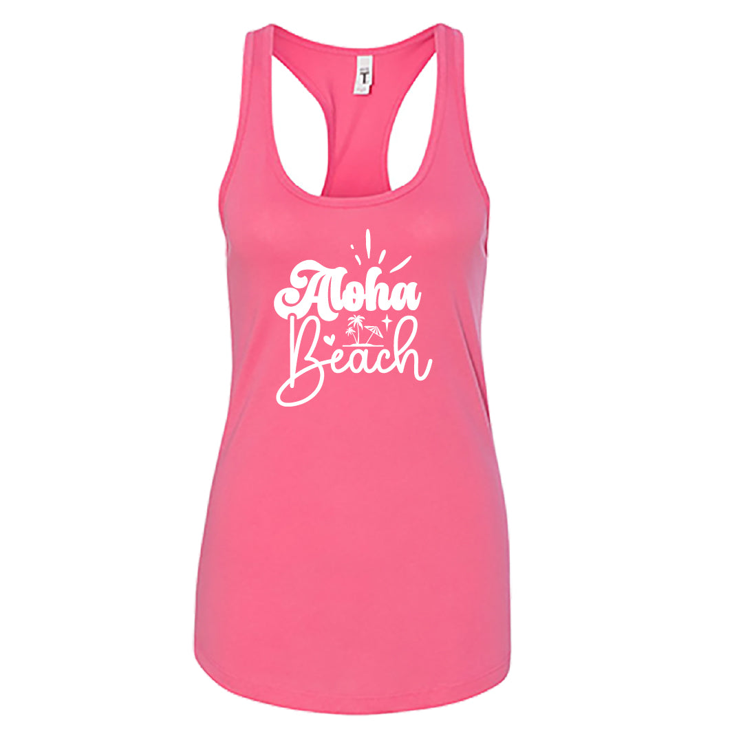 Aloha Beach Women’s Racerback Tank Top – Tropical Hawaii-Inspired Summer Wear