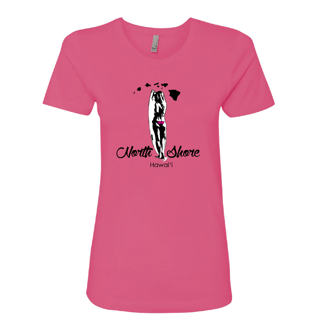 North Shore Hawai‘i Women’s Fitted T-Shirt – Surf Girl Design