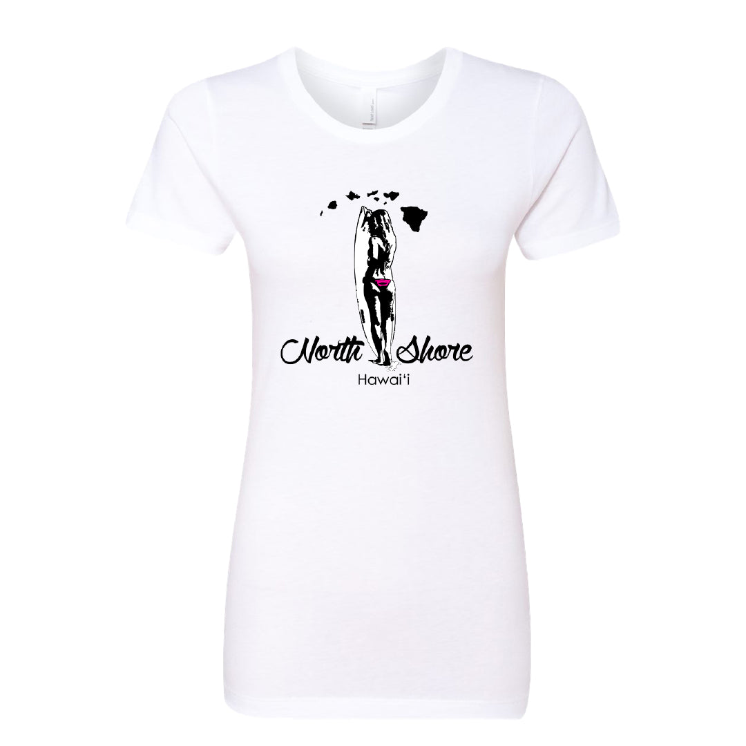 North Shore Hawai‘i Women’s Fitted T-Shirt – Surf Girl Design