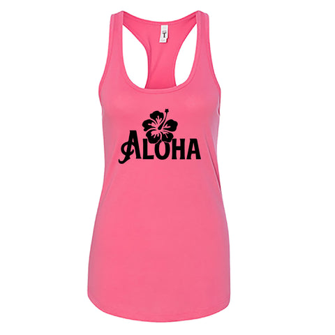 STYLISH Aloha Hibiscus Racerback Tank Top – Soft & Light Hawaiian Beach Tee