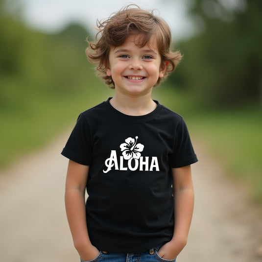 PLAYFUL Aloha Hibiscus Youth T-Shirt – Soft & Fun Kids’ Hawaiian Tee