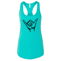 POSITIVE Vibe Shaka Hand Racerback Tank Top – Soft & Stylish Women's Tee