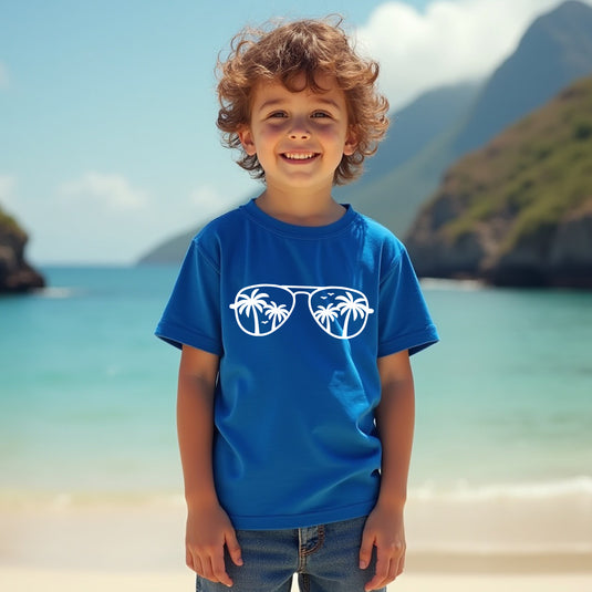 COOL Palm Tree Sunglasses Youth T-Shirt – Stylish Kids' Vacation Tee