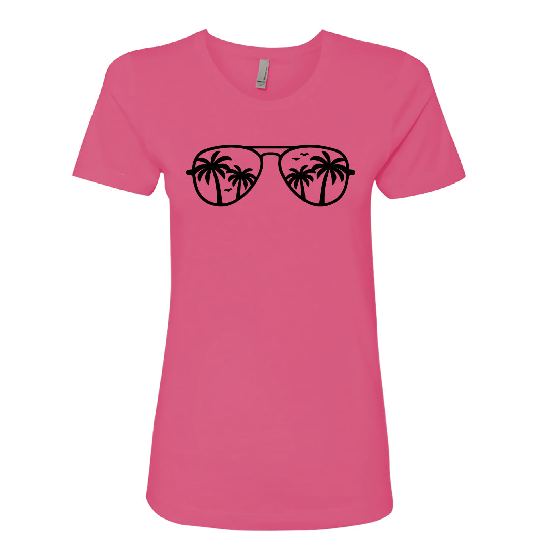 CHIC Palm Tree Sunglasses Women's T-Shirt – Stylish & Soft Vacation Tee