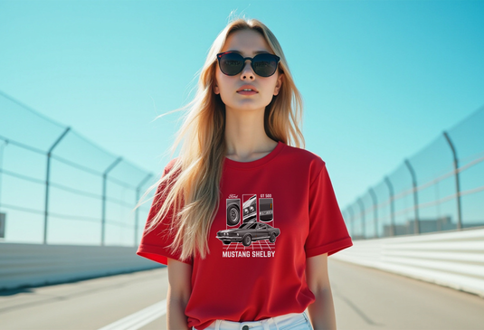 Ford Mustang Shelby GT500 Women’s T-Shirt | Classic Muscle Car Tee | Sizes S–2XL | White, Black, Red