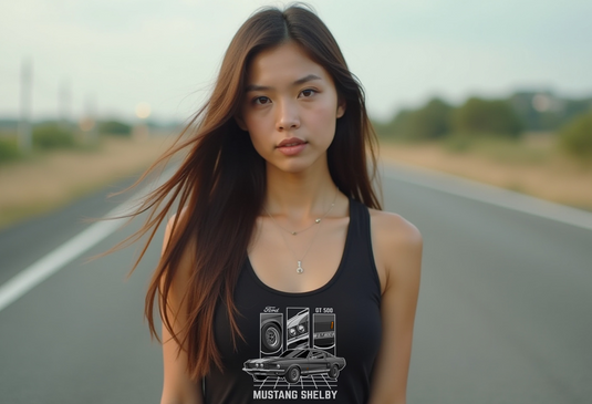 Ford Mustang Shelby GT500 Women’s Tank Top | Muscle Car Racerback | Sizes S–2XL | Black, Tahiti Blue, Hot Pink