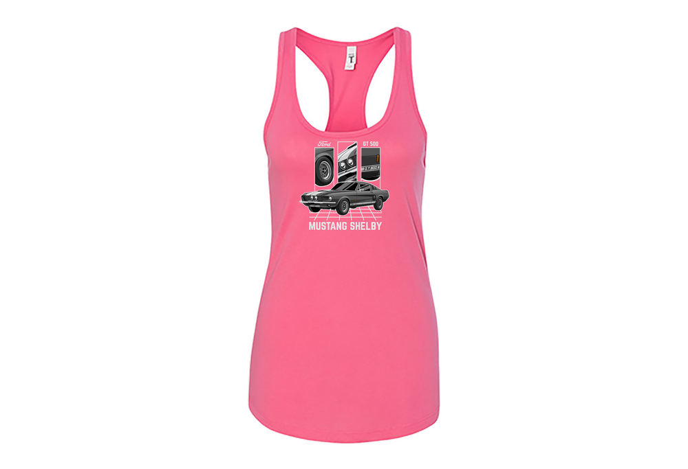 Ford Mustang Shelby GT500 Women’s Tank Top | Muscle Car Racerback | Sizes S–2XL | Black, Tahiti Blue, Hot Pink