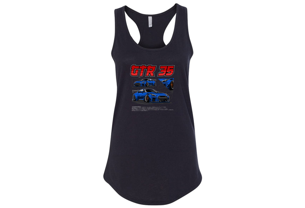 Nissan GTR 35 Women's Top Tank – Lightweight, Fitted Racerback Tank in Hot Pink, Royal, White | Sizes Small to 2XL