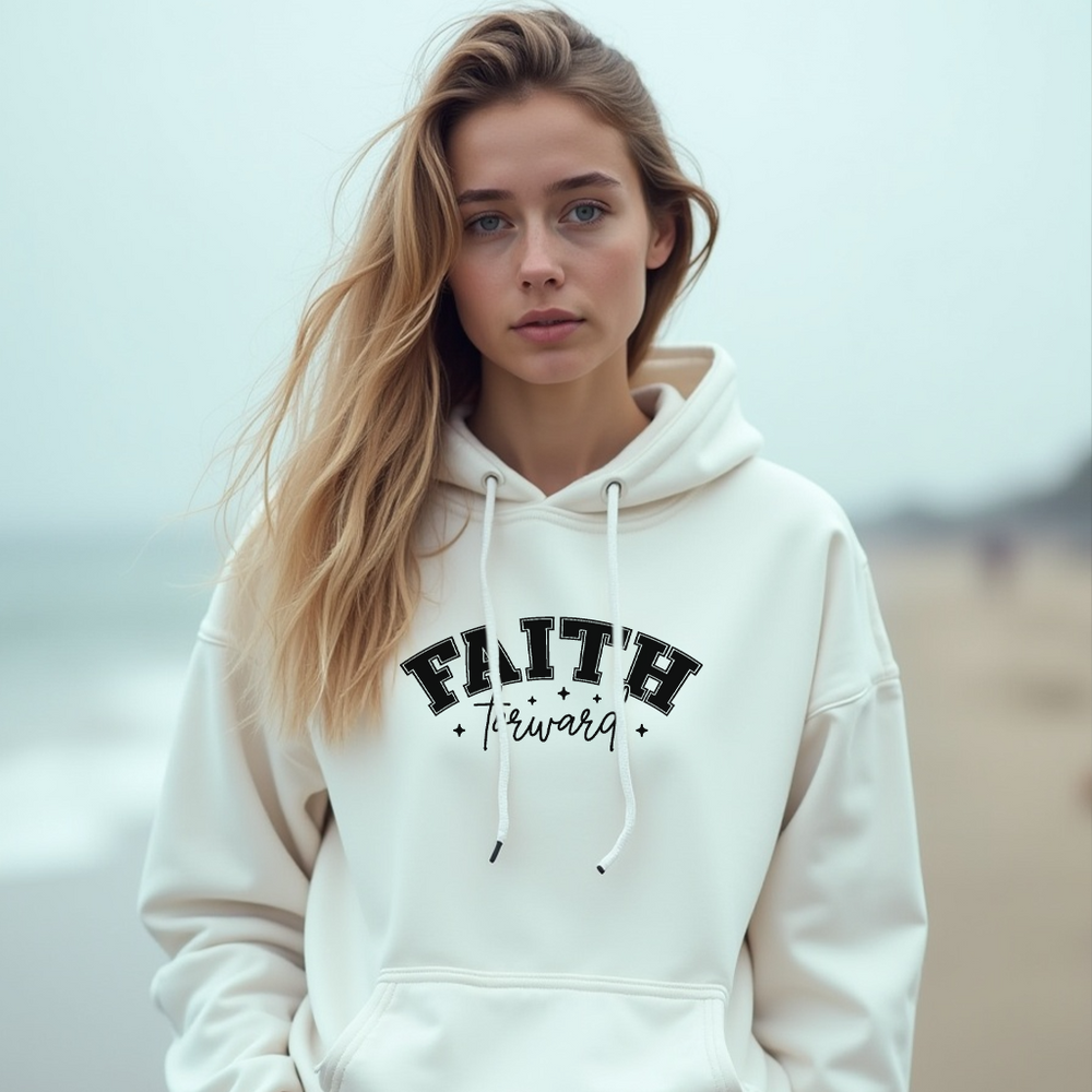 Faith Forward Unisex Hoodie – Inspirational Christian Sweatshirt for Men & Women, Cozy Fleece Pullover