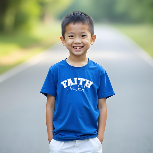 Faith Forward Youth T-Shirt – Inspirational Christian Tee for Kids, Soft & Comfortable