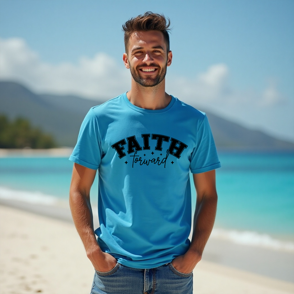 Men’s “Faith Forward” Graphic T-Shirt – Inspirational Christian Tee