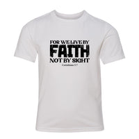 Faith Scripture Youth T-Shirt – Live by Faith, Not by Sight (2 Corinthians 5:7)