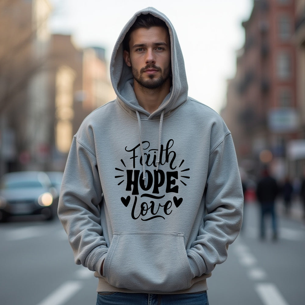 MEANINGFUL "Faith Hope Love" Unisex Hoodie – Uplifting Christian Sweatshirt